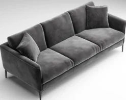 Casa Padrino Luxus Sofa Grau / Schwarz 240 x 98 x H. 60 cm - Wohnzimmer Sofa mit edlem Samtstoff - Luxus Wohnzimmer Möbel