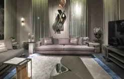 Casa Padrino Luxus Sofa Grau / Silber 270 x 94 x H. 76 cm - Wohnzimmer Sofa - Hotel Sofa - Wohnzimmer Möbel - Wohnzimmer Einrichtung - Hotel Möbel - Luxus Möbel - Luxus Einrichtung