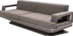Casa Padrino Luxus Sofa Grau / Silber 270 x 94 x H. 76 cm - Wohnzimmer Sofa - Hotel Sofa - Wohnzimmer Möbel - Wohnzimmer Einrichtung - Hotel Möbel - Luxus Möbel - Luxus Einrichtung