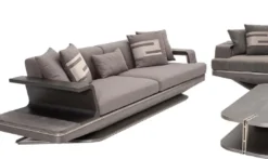 Casa Padrino Luxus Sofa Grau / Silber 290 x 94 x H. 76 cm - Wohnzimmer Sofa - Hotel Sofa - Wohnzimmer Möbel - Wohnzimmer Einrichtung - Hotel Möbel - Luxus Möbel - Luxus Einrichtung