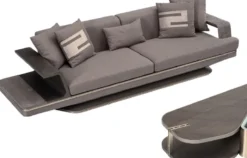 Casa Padrino Luxus Sofa Grau / Silber 290 x 94 x H. 76 cm - Wohnzimmer Sofa - Hotel Sofa - Wohnzimmer Möbel - Wohnzimmer Einrichtung - Hotel Möbel - Luxus Möbel - Luxus Einrichtung