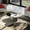 Casa Padrino Luxus Sofa Grau / Schwarz 240 x 102 x H. 70 cm - Gebogenes Wohnzimmer Sofa - Hotel Sofa - Wohnzimmer Möbel - Hotel Möbel - Luxus Möbel - Luxus Einrichtung - Wohnzimmer Einrichtung