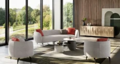 Casa Padrino Luxus Sofa Grau / Schwarz 240 x 102 x H. 70 cm - Gebogenes Wohnzimmer Sofa - Hotel Sofa - Wohnzimmer Möbel - Hotel Möbel - Luxus Möbel - Luxus Einrichtung - Wohnzimmer Einrichtung