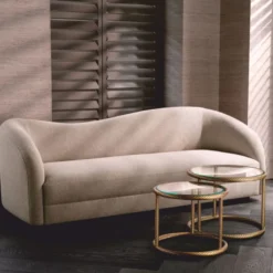 Casa Padrino Luxus Sofa Greige / Schwarz 230 cm - Wohnzimmer & Hotel Möbel