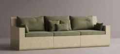 Casa Padrino Luxus Sofa Grün / Creme 270 cm - Modulares Wetterfestes Beton Sofa
