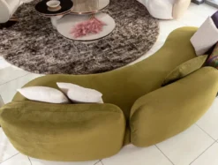 Casa Padrino Luxus Sofa Grün / Mehrfarbig / Kupfer 330 x 110 x H. 70 cm - Gebogenes Wohnzimmer Sofa - Hotel Sofa - Wohnzimmer Möbel - Hotel Möbel - Luxus Möbel - Luxus Einrichtung