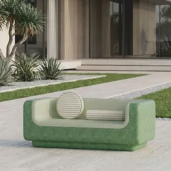 Casa Padrino Luxus Sofa Grün / Mintgrün 180 cm - Wetterfestes Beton Sofa