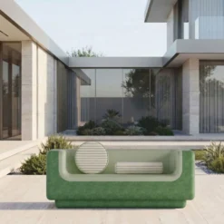 Casa Padrino Luxus Sofa Grün / Mintgrün 180 cm - Wetterfestes Beton Sofa