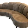 Casa Padrino Luxus Sofa Haselnussbraun / Schwarz 231 x 124 x H. 85 cm - Gebogenes Samt Sofa - Wohnzimmer Möbel
