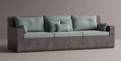 Casa Padrino Luxus Sofa Hellblau / Anthrazit 270 cm - Modulares Wetterfestes Beton Sofa