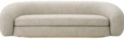 Casa Padrino Luxus Sofa Hellgrau / Messing 230 cm - Luxus Wohnzimmer & Hotel Möbel