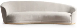 Casa Padrino Luxus Sofa Hellgrau / Messing 308 x 110 x H. 90 cm - Gebogenes Wohnzimmer Sofa - Hotel Sofa - Wohnzimmer Möbel - Hotel Möbel - Luxus Möbel - Luxus Einrichtung - Wohnzimmer Einrichtung