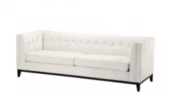 Casa Padrino Luxus Sofa im Barock Stil, weißer Samt und schwarze Beine, 230 x 81 x 78 cm