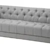Casa Padrino Luxus Sofa Kubus Fischgrätmuster Grau - 3 Sitzer - Breite 230 cm - Edles Design für Wohnbereich und Hotel