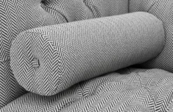 Casa Padrino Luxus Sofa Kubus Fischgrätmuster Grau - 3 Sitzer - Breite 230 cm - Edles Design für Wohnbereich und Hotel