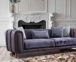 Casa Padrino Luxus Sofa Lila / Kupfer 240 x 100 x H. 60 cm - Modernes Wohnzimmer Sofa - Luxus Wohnzimmer Möbel