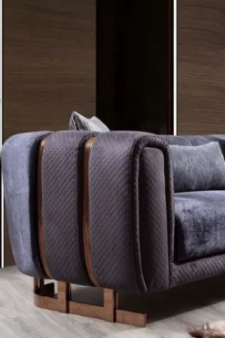 Casa Padrino Luxus Sofa Lila / Kupfer 240 x 100 x H. 60 cm - Modernes Wohnzimmer Sofa - Luxus Wohnzimmer Möbel
