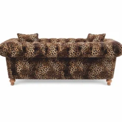 Casa Padrino Luxus Sofa mit Leoparden Muster Beige / Braun 190 cm - Wohnzimmer Sofa - Wohnzimmer Möbel - Luxus Möbel