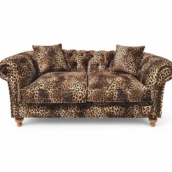 Casa Padrino Luxus Sofa mit Leoparden Muster Beige / Braun 190 cm - Wohnzimmer Sofa - Wohnzimmer Möbel - Luxus Möbel