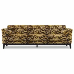 Casa Padrino Luxus Sofa mit Tiger Muster Gelb / Braun / Schwarz 239 cm - Wohzimmer & Hotel Möbel