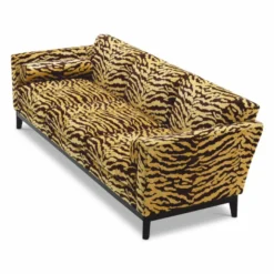 Casa Padrino Luxus Sofa mit Tiger Muster Gelb / Braun / Schwarz 239 cm - Wohzimmer & Hotel Möbel