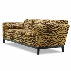 Casa Padrino Luxus Sofa mit Tiger Muster Gelb / Braun / Schwarz 239 cm - Wohzimmer & Hotel Möbel