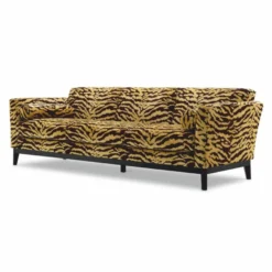 Casa Padrino Luxus Sofa mit Tiger Muster Gelb / Braun / Schwarz 239 cm - Wohzimmer & Hotel Möbel