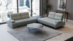 Casa Padrino Luxus Sofa mit verstellbaren Rückenlehnen Grau - Verschiedene Größen - Modernes Wohnzimmer Sofa - Luxus Möbel