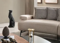 Casa Padrino Luxus Sofa mit verstellbaren Rückenlehnen Beige / Schwarz 350 cm