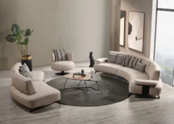 Casa Padrino Luxus Sofa mit verstellbaren Rückenlehnen Beige / Schwarz 350 cm