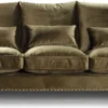 Casa Padrino Luxus Sofa Olivgrün / Schwarz 220 x 90 cm - Wohnzimmer Sofa - Wohnzimmer Möbel - Luxus Möbel - Wohnzimmer Einrichtung - Luxus Einrichtung