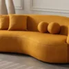 Casa Padrino Luxus Sofa Orange 250 x 120 x H. 76 cm - Gebogenes Wohnzimmer Sofa - Hotel Sofa - Wohnzimmer Möbel - Hotel Möbel - Luxus Möbel - Luxus Einrichtung - Wohnzimmer Einrichtung