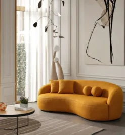 Casa Padrino Luxus Sofa Orange 250 x 120 x H. 76 cm - Gebogenes Wohnzimmer Sofa - Hotel Sofa - Wohnzimmer Möbel - Hotel Möbel - Luxus Möbel - Luxus Einrichtung - Wohnzimmer Einrichtung