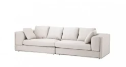 Casa Padrino Luxus Sofa Panama Natural mit poliertem Stahl Sockel, 290 x 80 x 111 cm