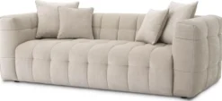 Casa Padrino Luxus Sofa Sandfarben 230 x 100 x H. 75 cm - Wohnzimmer Sofa mit 4 Kissen - Wohnzimmer Möbel - Luxus Möbel - Wohnzimmer Einrichtung - Luxus Einrichtung - Luxus Qualität