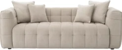 Casa Padrino Luxus Sofa Sandfarben 230 x 100 x H. 75 cm - Wohnzimmer Sofa mit 4 Kissen - Wohnzimmer Möbel - Luxus Möbel - Wohnzimmer Einrichtung - Luxus Einrichtung - Luxus Qualität