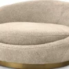 Casa Padrino Luxus Sofa Sandfarben / Messing Ø 147 x H. 74 cm - Rundes Wohnzimmer Sofa - Rundsofa - Wohnzimmer Möbel