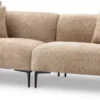 Casa Padrino Luxus Sofa Sandfarben / Schwarz 252 x 99 x H. 75 cm - Wohnzimmer Sofa mit 4 Kissen - Wohnzimmer Möbel - Wohnzimmer Einrichtung - Luxus Möbel - Luxus Einrichtung