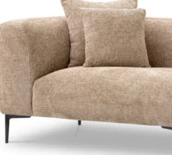 Casa Padrino Luxus Sofa Sandfarben / Schwarz 252 x 99 x H. 75 cm - Wohnzimmer Sofa mit 4 Kissen - Wohnzimmer Möbel - Wohnzimmer Einrichtung - Luxus Möbel - Luxus Einrichtung