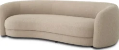 Casa Padrino Luxus Sofa Sandfarben / Schwarz 232 x 95 x H. 70 cm - Gebogenes Wohnzimmer Sofa - Wohnzimmer Möbel - Luxus Möbel - Wohnzimmer Einrichtung - Luxus Einrichtung - Luxus Qualität