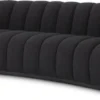 Casa Padrino Luxus Sofa Schwarz 234 x 96 x H. 76,5 cm - Leicht gebogenes Wohnzimmer Sofa - Hotel Sofa - Luxus Qualität