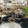 Casa Padrino Luxus Sofa Schwarz / Gold 250 x 70 x H. 80 cm - Wohnzimmer Sofa - Hotel Sofa - Wohnzimmer Möbel - Hotel Möbel - Luxus Möbel - Wohnzimmer Einrichtung - Luxus Einrichtung