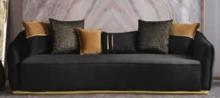 Casa Padrino Luxus Sofa Schwarz / Gold 240 x 100 x H. 80 cm - Wohnzimmer Sofa - Wohnzimmer Möbel - Luxus Möbel - Wohnzimmer Einrichtung - Luxus Einrichtung - Luxus Qualität