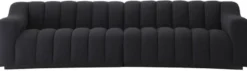 Casa Padrino Luxus Sofa Schwarz 300 x 100 x H. 78,5 cm - Leicht gebogenes Wohnzimmer Sofa - Hotel Sofa - Luxus Qualität
