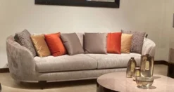Casa Padrino Luxus Sofa Silber / Dunkelbraun - Luxus Wohnzimmer Sofa - Luxus Hotel Sofa - Luxus Qualität