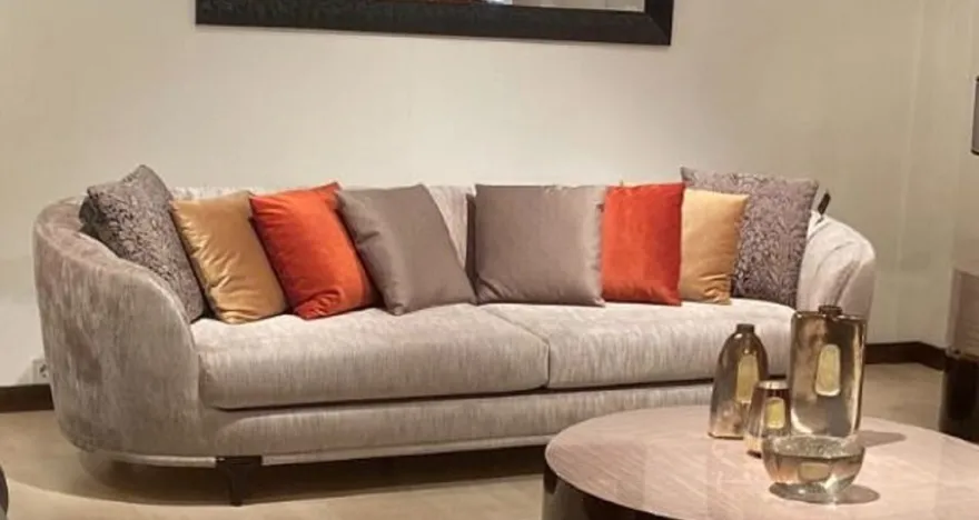 Casa Padrino Luxus Sofa Silber / Dunkelbraun - Luxus Wohnzimmer Sofa - Luxus Hotel Sofa - Luxus Qualität