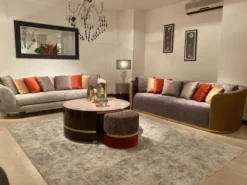 Casa Padrino Luxus Sofa Silber / Dunkelbraun - Luxus Wohnzimmer Sofa - Luxus Hotel Sofa - Luxus Qualität