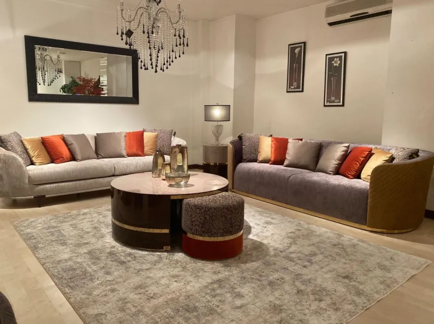 Casa Padrino Luxus Sofa Silber / Dunkelbraun - Luxus Wohnzimmer Sofa - Luxus Hotel Sofa - Luxus Qualität