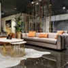 Casa Padrino Luxus Sofa Silber / Gold 240 x 95 x H. 85 cm - Wohnzimmer Sofa - Hotel Sofa - Luxus Möbel