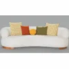 Casa Padrino Luxus Sofa Weiß / Braun 255 cm - Wohnzimmer & Hotel Möbel